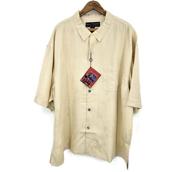 Guy Buffet Other - New Guy Buffet Silk Hawaiian Shirt Mens XXL Solid Tropical Ecru  Button Front